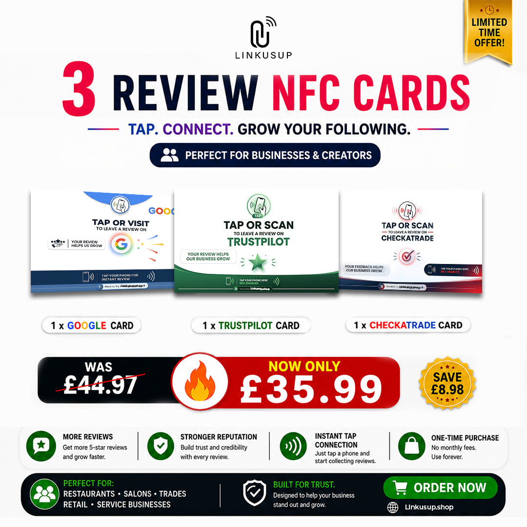 Google, Trustpilot, Checkatrade NFC Card