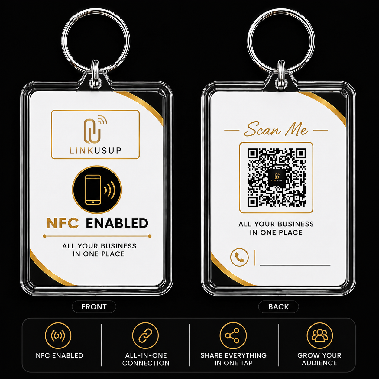 All in one Business NFC keyring with your logo