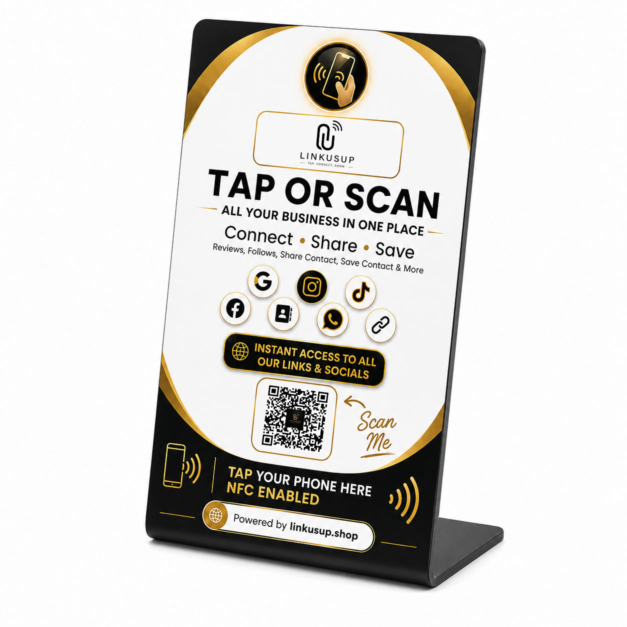 All your Business in one place with your logo Plastic A6 NFC signs